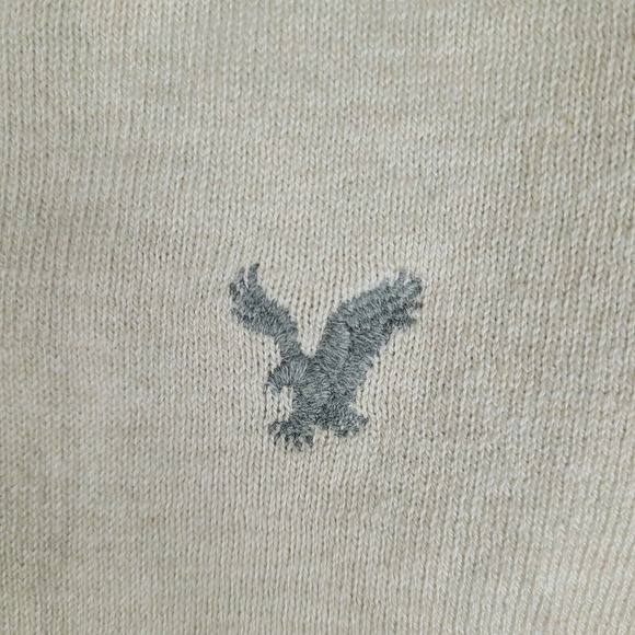 American Eagle Outfitters Sweater Mens Large Beige Knit V-Neck Sweatshirt - Picture 5 of 12